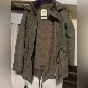 Abercrombie fitch utility army green military like jacket coat S SMALL winter